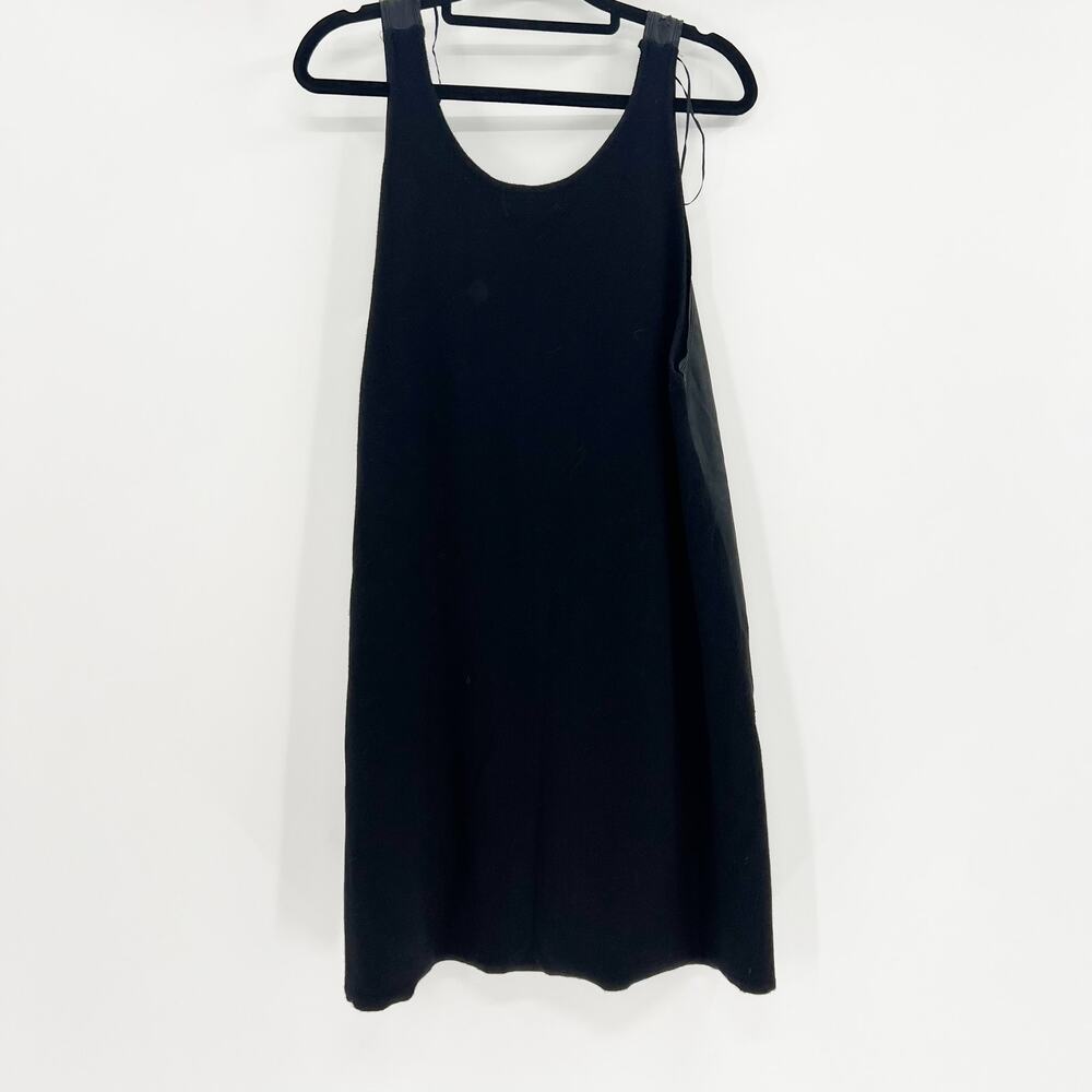 Zara Knit Tunic Tank Top Womens Size M Black Distressed Pocket Scoop Neck - Picture 4 of 6